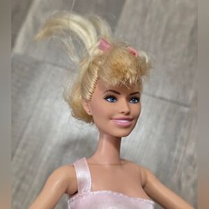 Margot Robbie Barbie The Movie Doll Blonde Hair Doll with Pink Bow